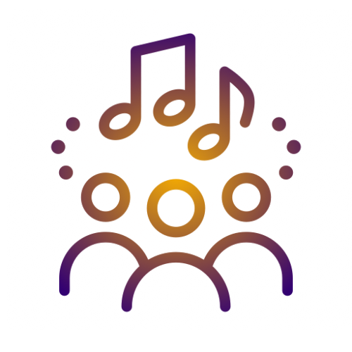 Icon of people with music notes
