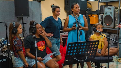 Workshop participants singing